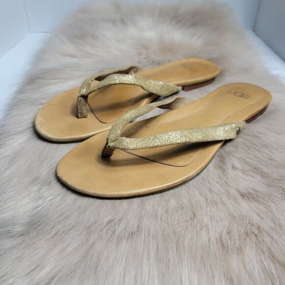 Ugg Women Allaria Ii Metallic Braid Flip Flops Size 8 - Picture 1 of 9